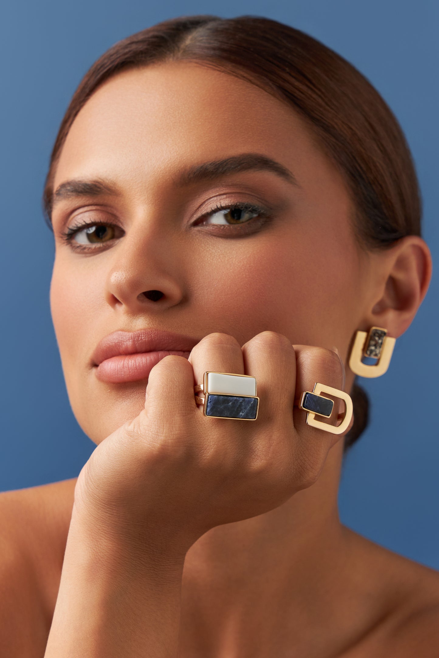 Brinco Estrutura - Drusa Metalizada | Semijoia Banhada a Ouro 18K
