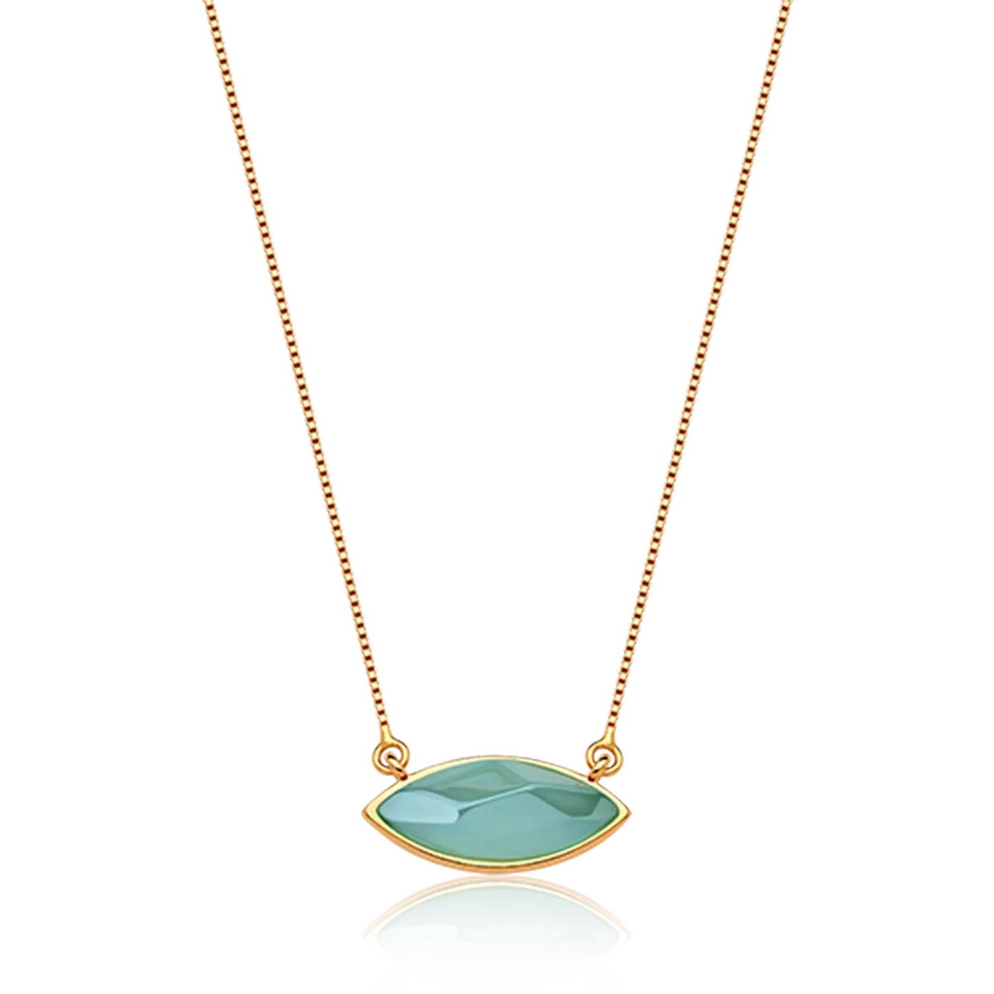 Colar Pétala - Ágata Azul Céu — Ródio Negro | Aimer Joias | semijoia feminina pedra natural