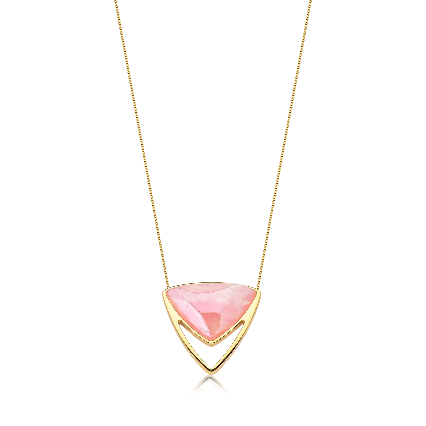 Colar Equilíbrio Quartzo Rosa Banhado a Ouro 18k