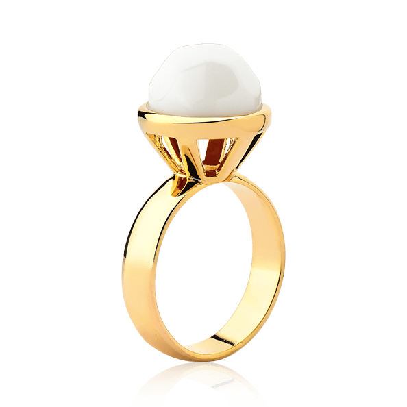 Anel Classic - Porcelana Branca lateral — Ouro 18K | Aimer Joias | anel semijoia