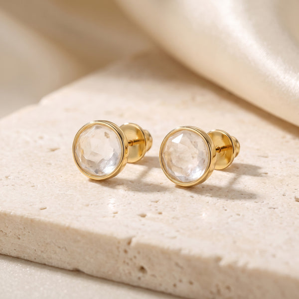 Brinco Classic - Cristal de Rocha, banhado a ouro 18k