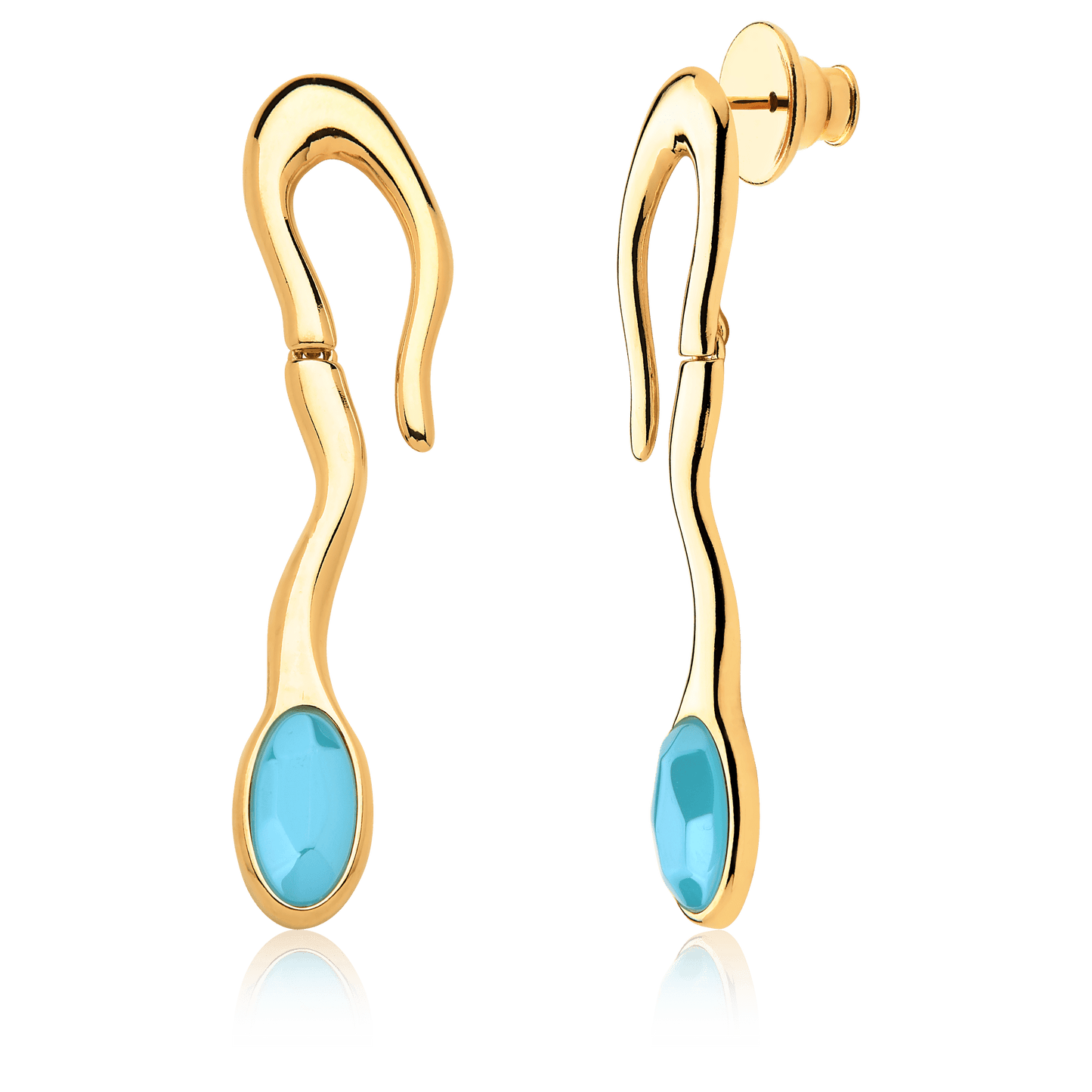 Brinco Noha - Ágata Azul Céu Semijoias de luxo e design exclusivo