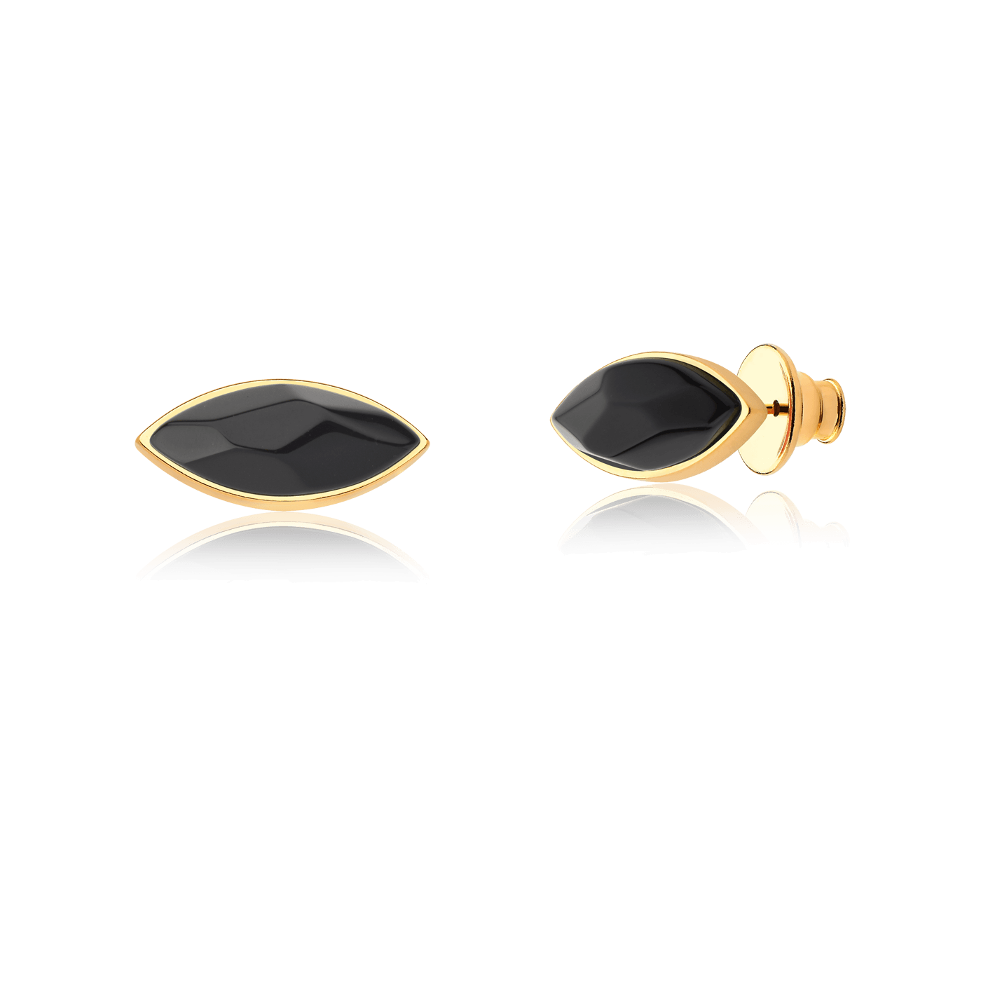Brinco Pétala - Obsidiana Negra — Ouro 18K | Aimer Joias | semijoia feminina pedra natural