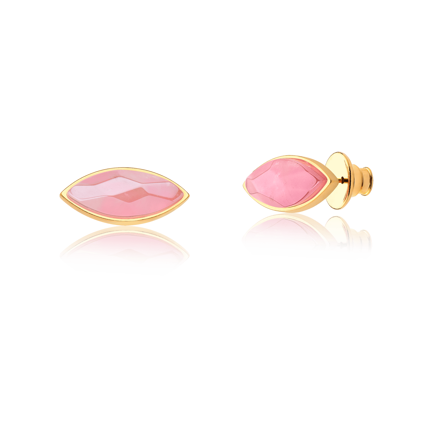 Brinco Pétala - Quartzo Rosa — Ouro 18K | Aimer Joias | semijoia feminina pedra natural