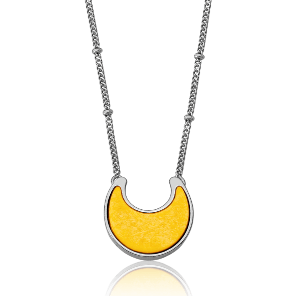 Colar Lua - Amarelo — Ródio Negro | Aimer Joias | semijoia feminina pedra natural
