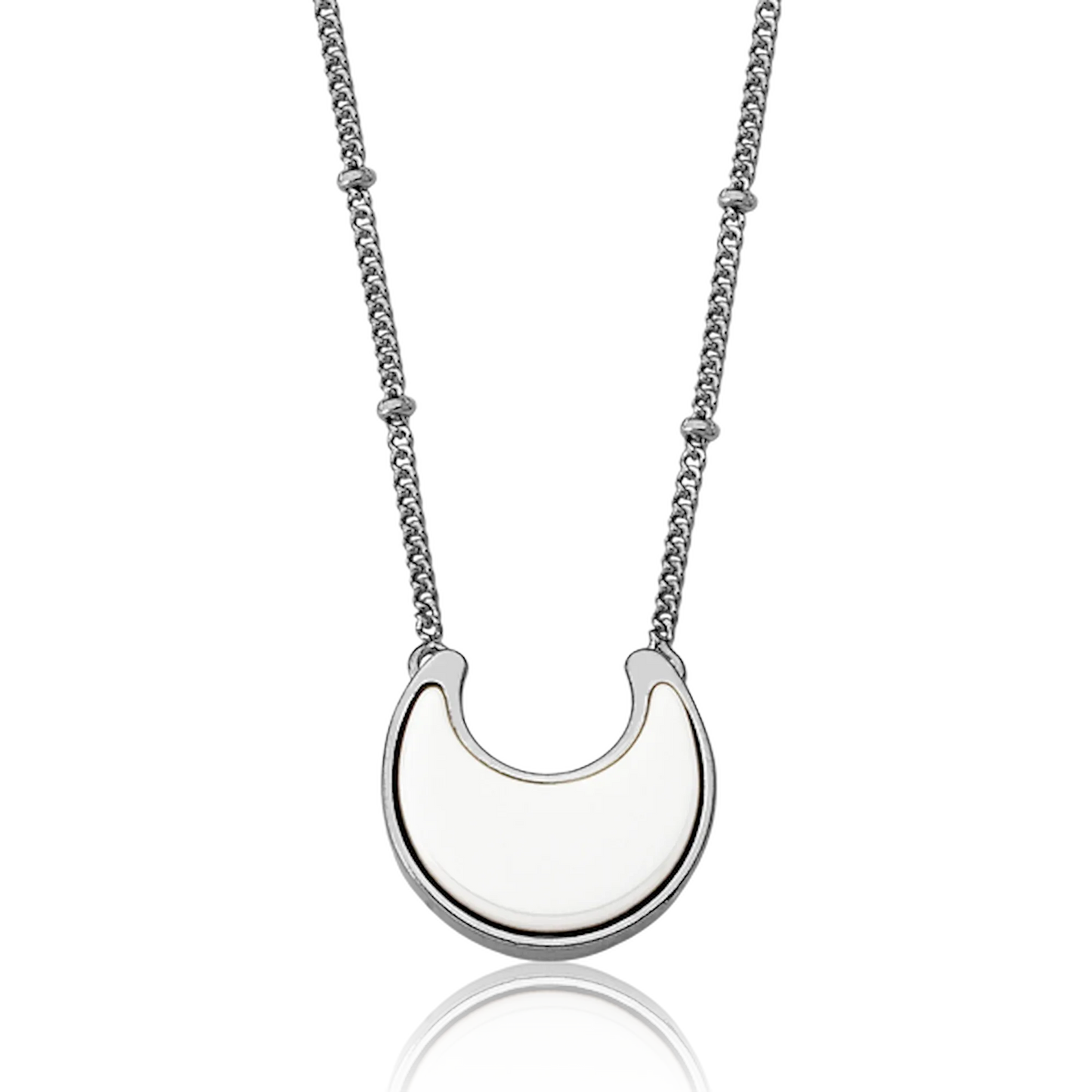 Colar Lua - Porcelana Branca — Ródio Negro | Aimer Joias | semijoia feminina pedra natural