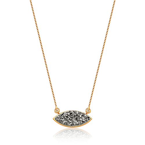 Colar Pétala - Drusa Platina — Ouro 18K | Aimer Joias | semijoia feminina pedra natural