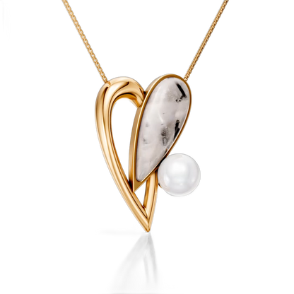 Colar Envolver com Cristal Rutilado e Pérola banhado a ouro 18k – semijoia autoral com pedra natural – Coleção Formas de Amar Aimer Joias