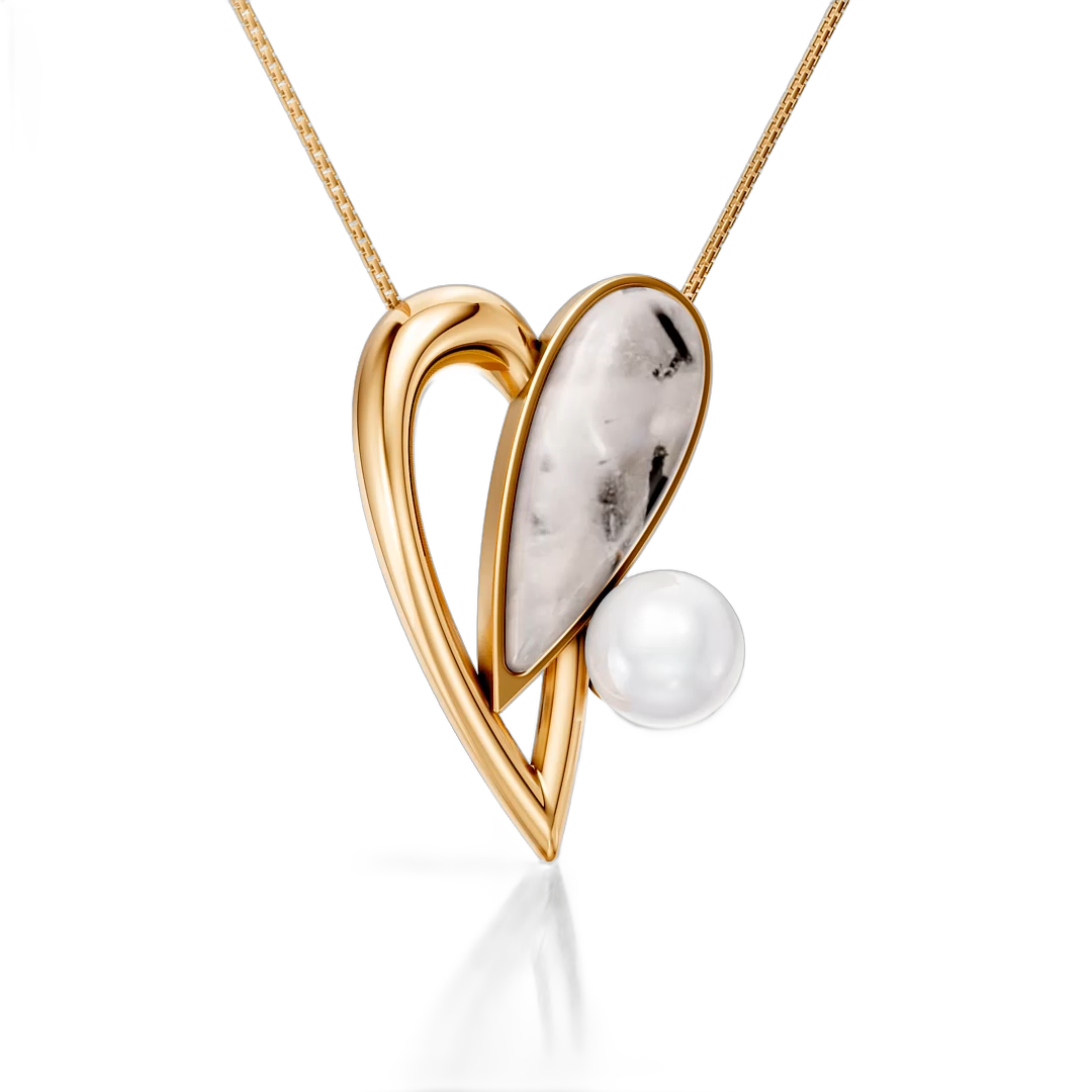 Colar Envolver com Cristal Rutilado e Pérola banhado a ouro 18k – semijoia autoral com pedra natural – Coleção Formas de Amar Aimer Joias