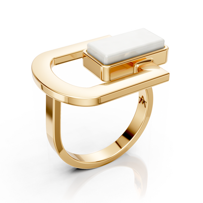 Anel Elos - Porcelana Branca | Semijoia Banhada a Ouro 18K