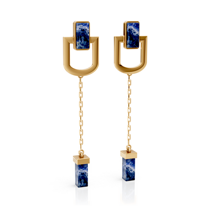 Brinco Presença - Sodalita | Semijoia Banhada a Ouro 18K