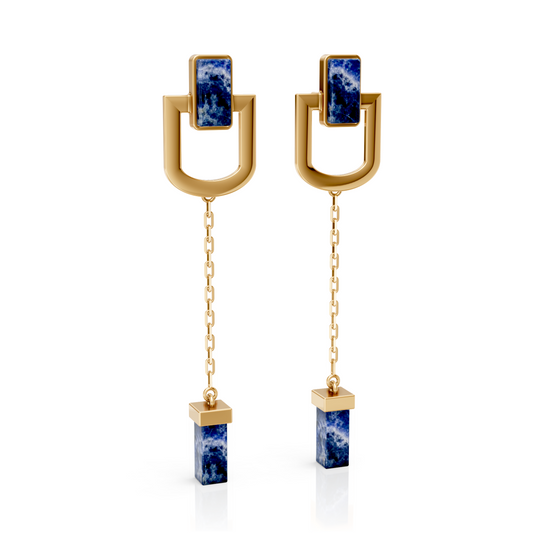 Brinco Presença - Sodalita | Semijoia Banhada a Ouro 18K