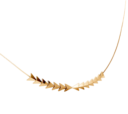 Colar Flecha banhado a ouro 18k – colar semijoia autoral design geométrico exclusivo – Coleção Formas de Amar Aimer Joias