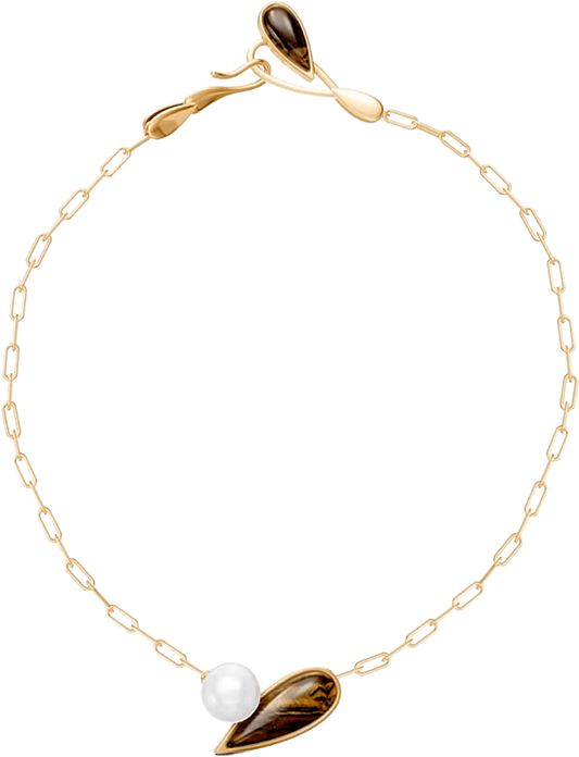 Colar União com Olho de Tigre banhado a ouro 18k – semijoia feminina autoral com pedra natural – Coleção Formas de Amar Aimer Joias