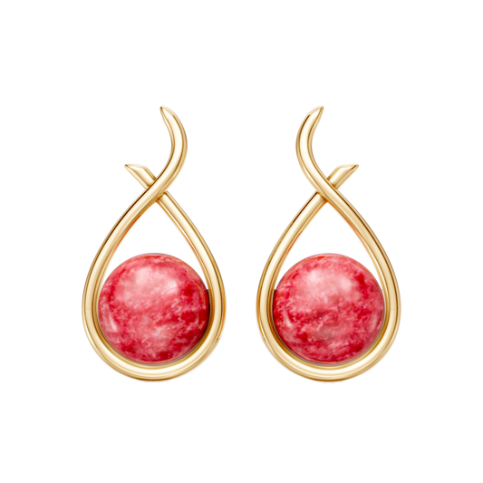 Brinco Supernova — Feldspato Vermelho, semijoia banhada a ouro 18k, coleção Supernova, Aimer Joias