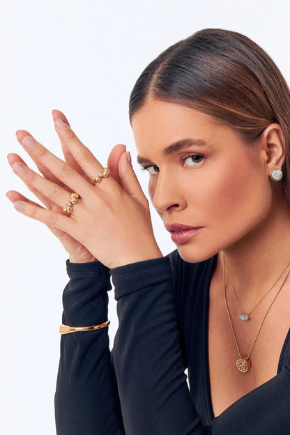 Aliança Ball - Drusa Platina detalhe — Ouro 18K | Aimer Joias | anel semijoia pedra natural