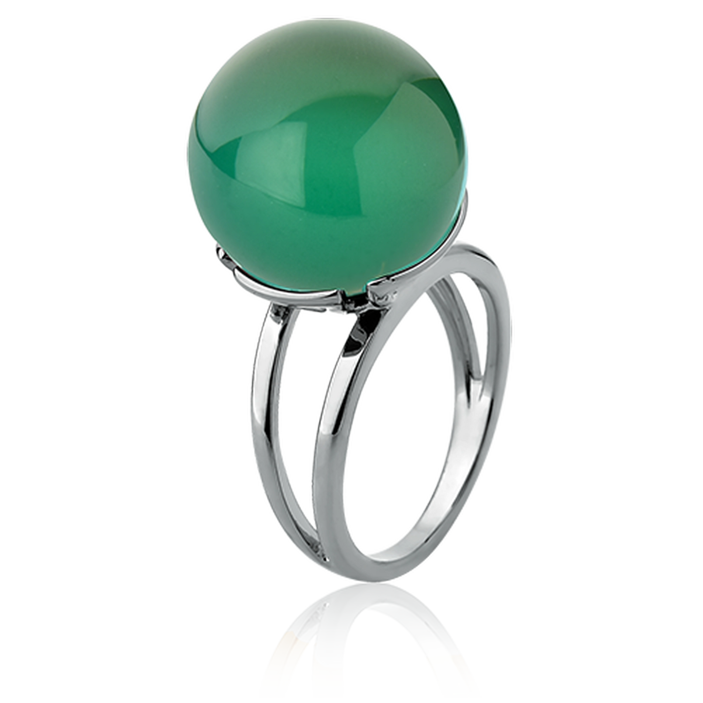 Anel Ball - Ágata Verde — Ródio Negro | Aimer Joias | semijoia feminina pedra natural