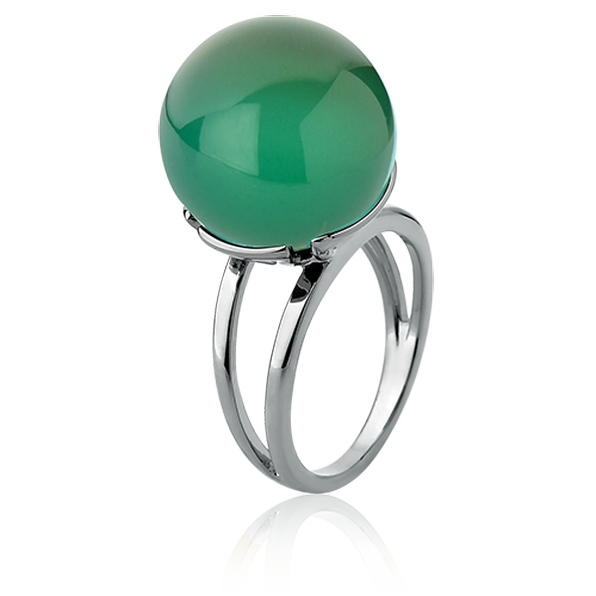 Anel Ball - Ágata Verde — Ródio Negro | Aimer Joias | semijoia feminina pedra natural