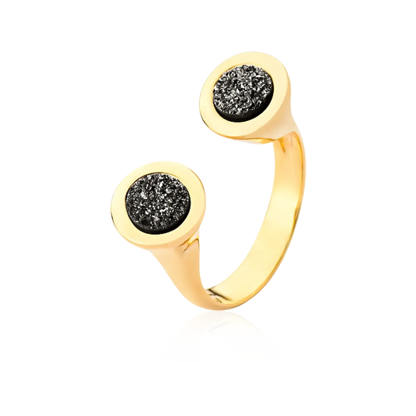 Anel Celeste - Drusa Negra — Ouro 18K | Aimer Joias | semijoia feminina pedra natural
