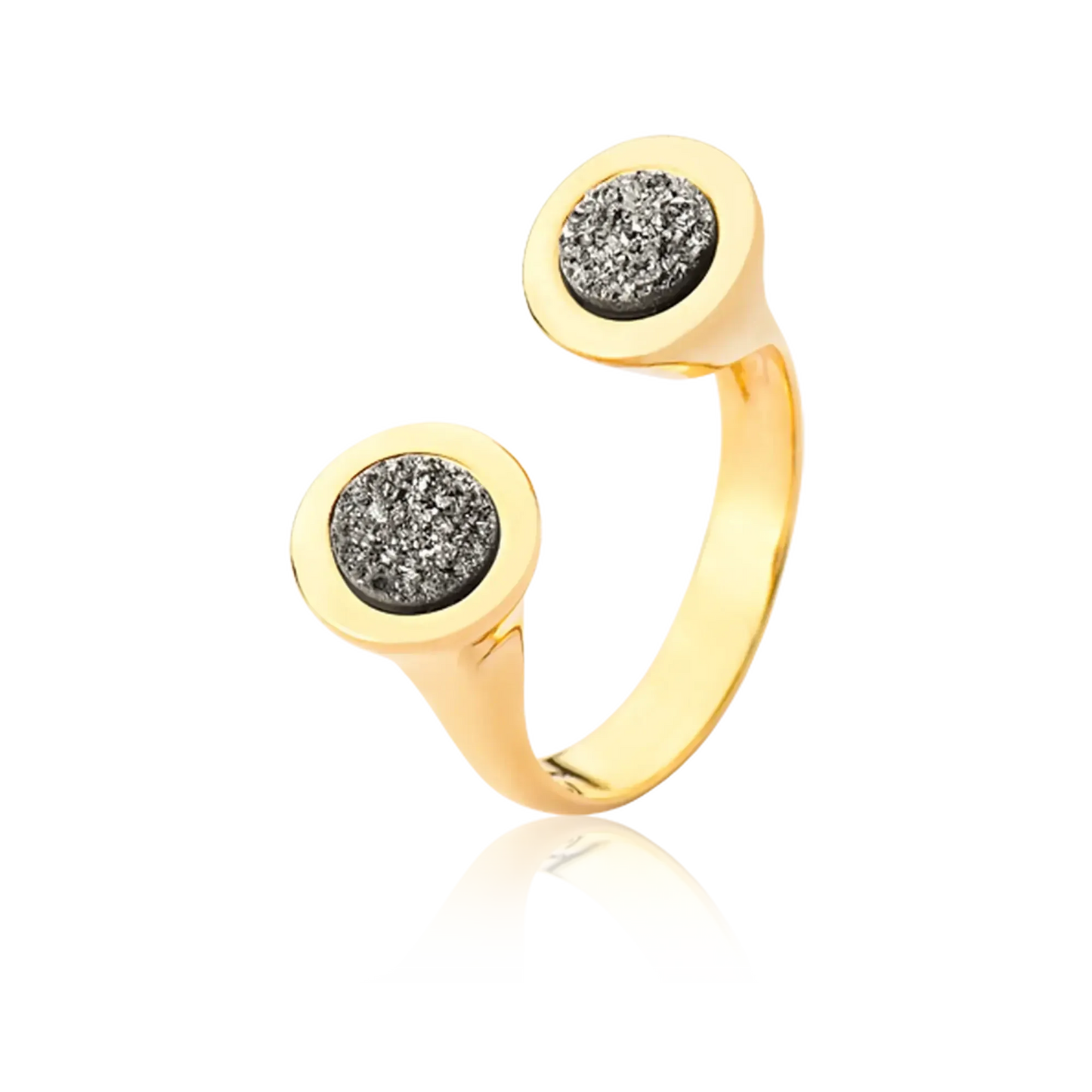 Anel Celeste - Drusa Platina — Ouro 18K | Aimer Joias | semijoia feminina pedra natural