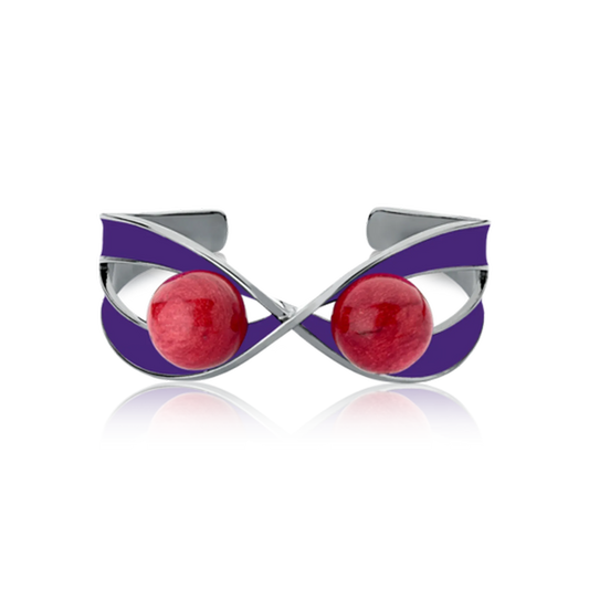 Bracelete Atração - Feldspato Vermelho / Esmaltado Roxo