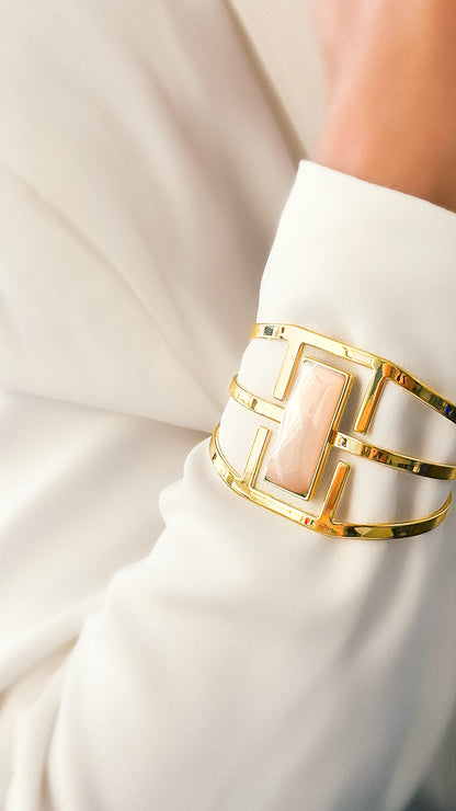 Bracelete Ópera - Ametista detalhe — Ouro 18K | Aimer Joias | pulseira semijoia pedra natural
