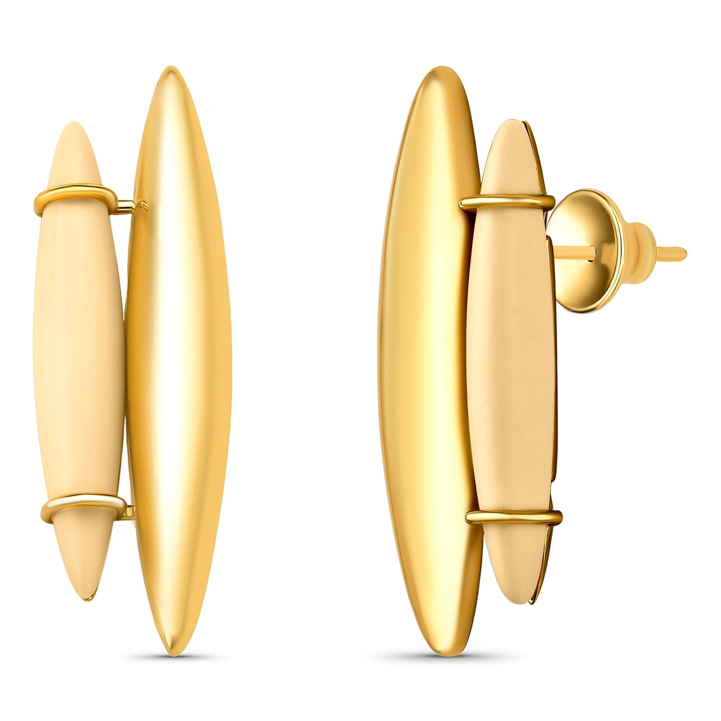 Brinco Ecoa - Resina Creme em Banho de Ouro 18k - AIMER