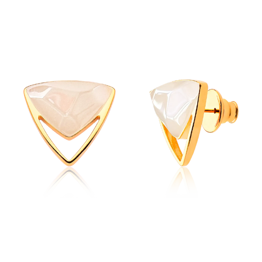 Brinco Equilíbrio - Ágata Branca Perolizada — Ouro 18K | Aimer Joias | brinco semijoia feminina pedra natural