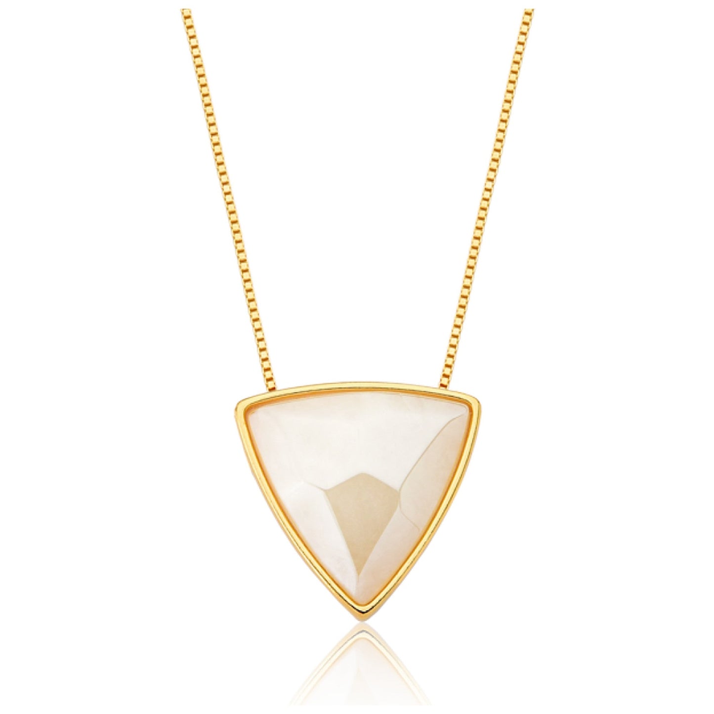 Colar Triângulo - Ágata Branca — Ouro 18K | Aimer Joias | semijoia feminina pedra natural