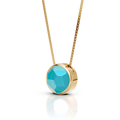 Colar Classic - Ágata Azul Céu — Ouro 18K | Aimer Joias | semijoia feminina pedra natural