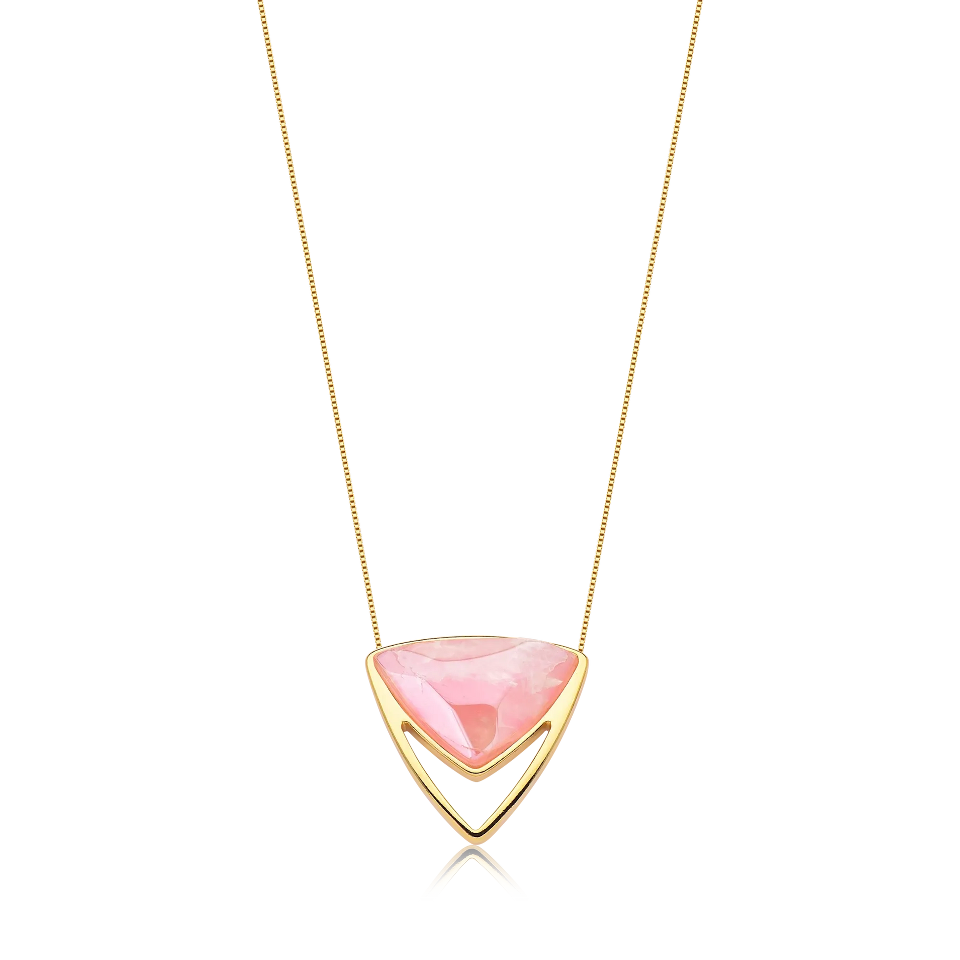 Colar Equilíbrio  Quartzo Rosa Banhado a Ouro 18k