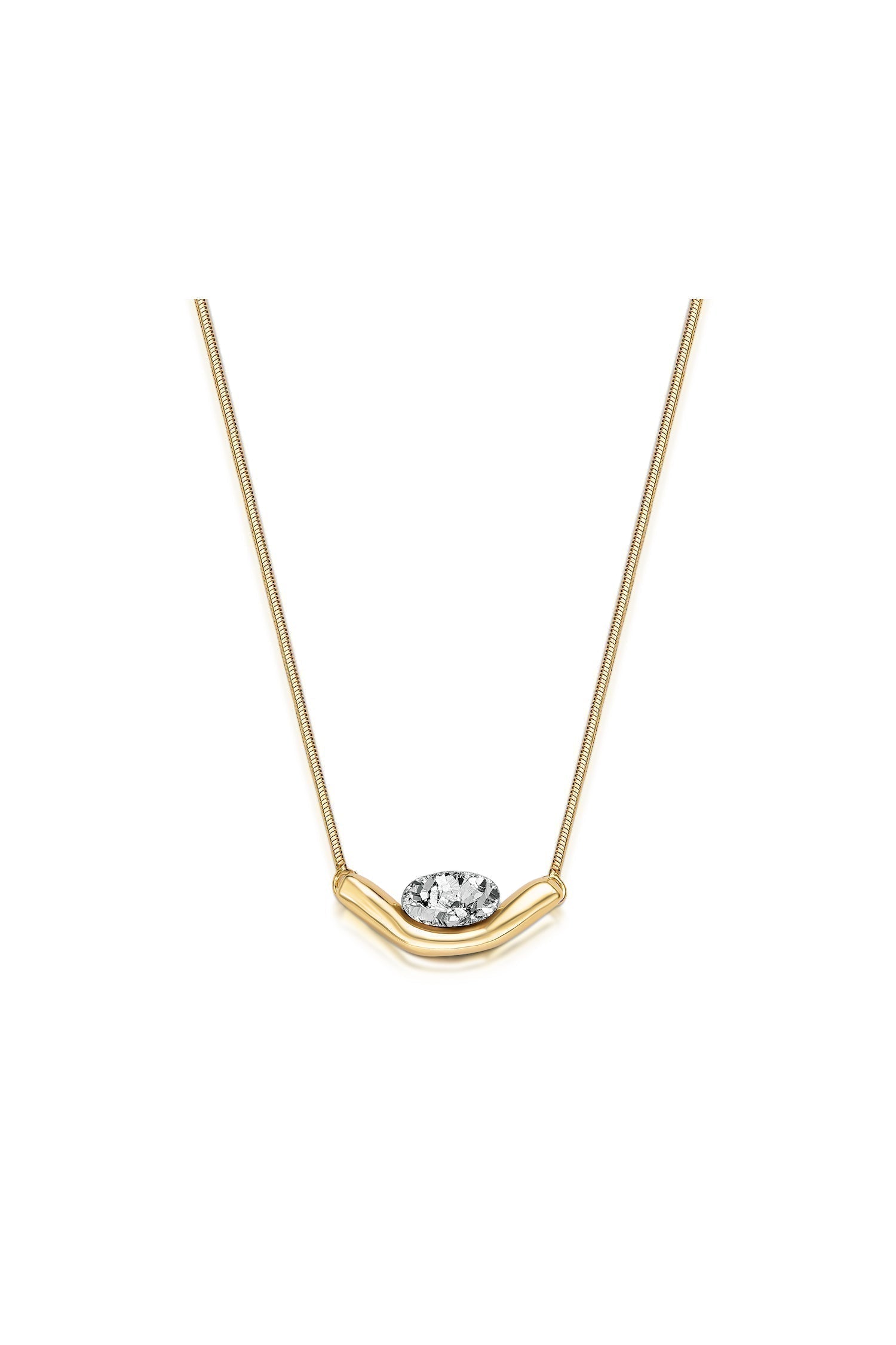 Colar Sentir com Drusa Platina em Banho de Ouro 18K para iluminar, energizar e adicionar um toque de sofisticação ao seu dia.