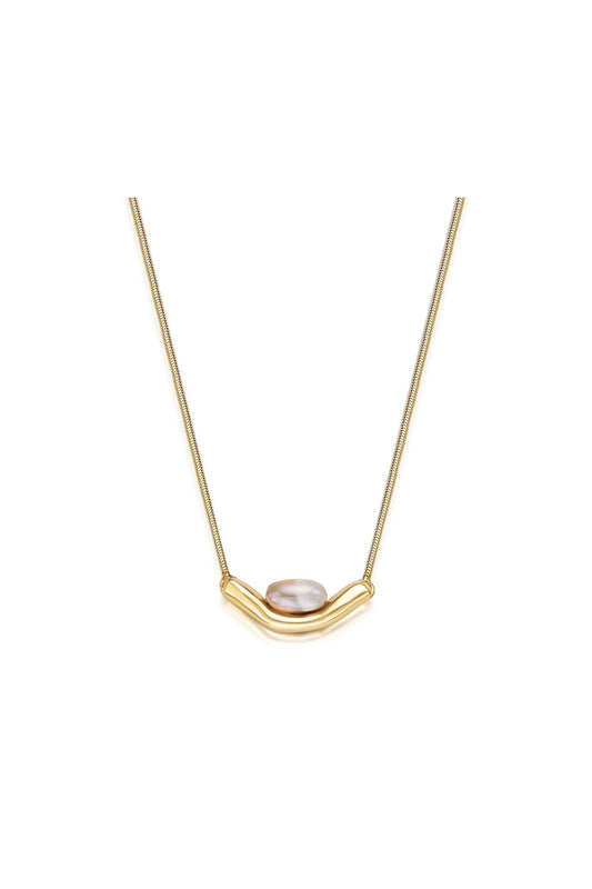 Colar Sentir com Ágata Cinza Listrada em Banho de Ouro 18K para atrair harmonia, proteção e clareza para a sua jornada.