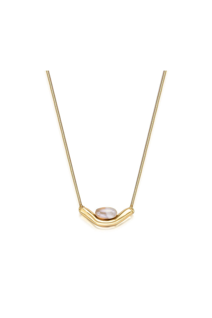 Colar Sentir com Ágata Cinza Listrada em Banho de Ouro 18K para atrair harmonia, proteção e clareza para a sua jornada.