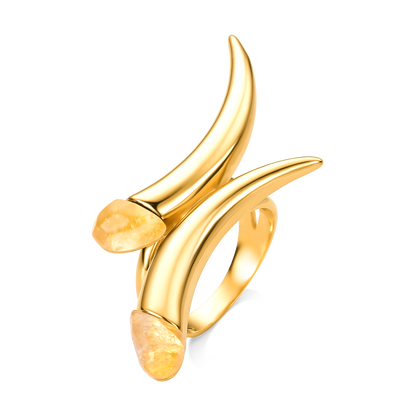 Anel Caminhos com Citrino, semijoia banhada a ouro 18k — Aimer Joias