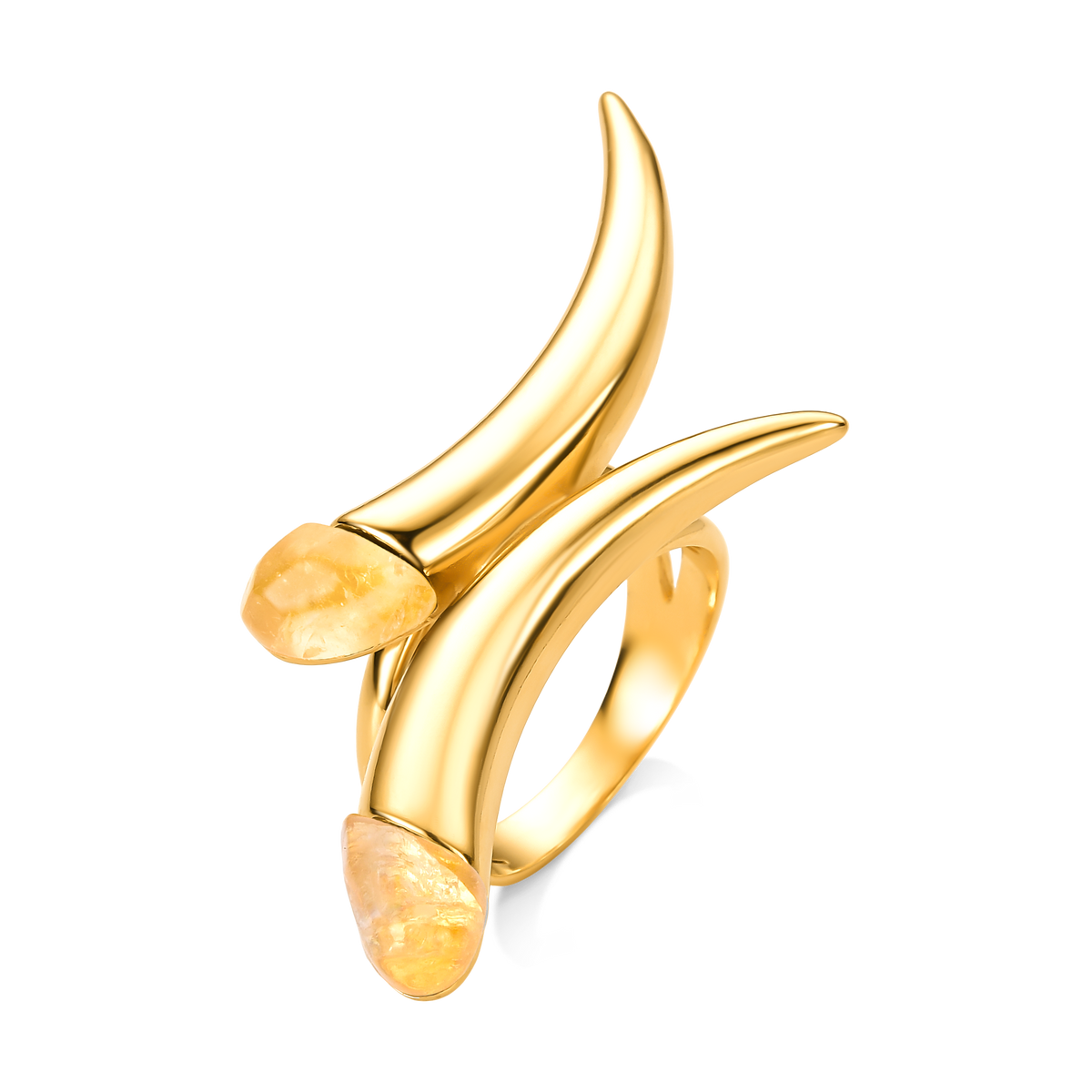 Anel Caminhos com Citrino, semijoia banhada a ouro 18k — Aimer Joias