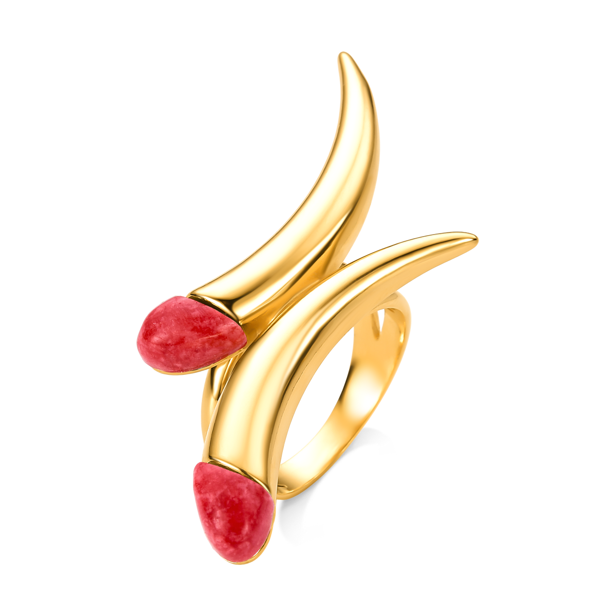 Anel Caminhos com Feldspato Vermelho, semijoia banhada a ouro 18k — Aimer Joias