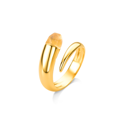Anel Momento com Citrino, semijoia banhada a ouro 18k — Aimer Joias
