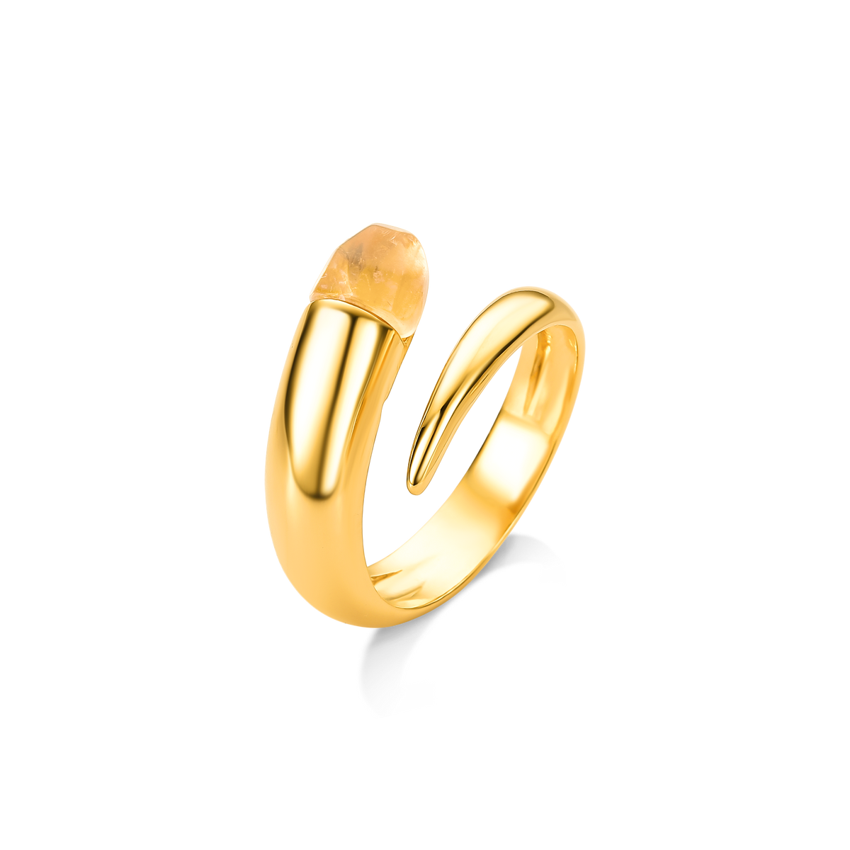 Anel Momento com Citrino, semijoia banhada a ouro 18k — Aimer Joias