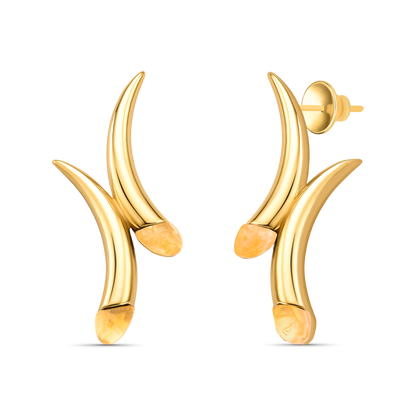 Brinco Caminhos com Citrino, semijoia banhada a ouro 18k — Aimer Joias
