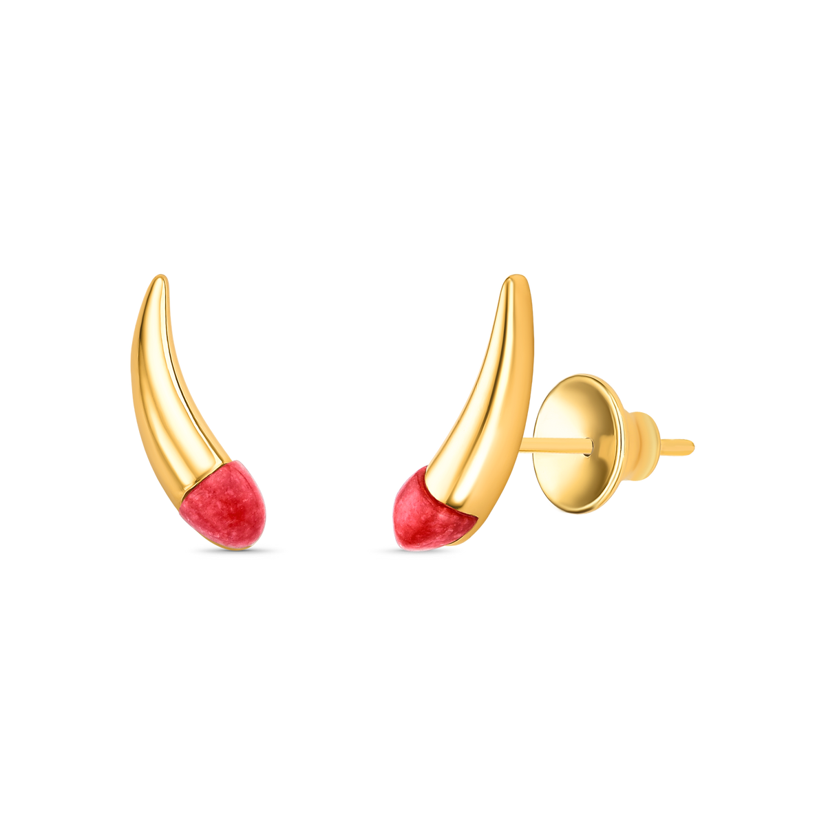 Brinco Momento com Feldspato Vermelho, semijoia banhada a ouro 18k — Aimer Joias