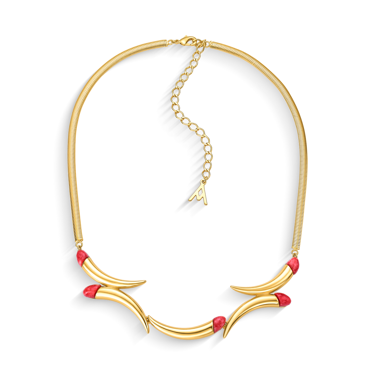 Colar Caminhos com Feldspato Vermelho, semijoia banhada a ouro 18k — Aimer Joias