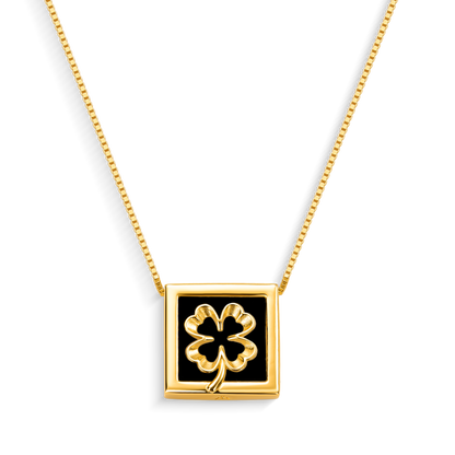 Colar Boa Sorte com Obsidiana Negra, semijoia banhada a ouro 18k — Aimer Joias