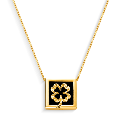 Colar Boa Sorte com Obsidiana Negra, semijoia banhada a ouro 18k — Aimer Joias