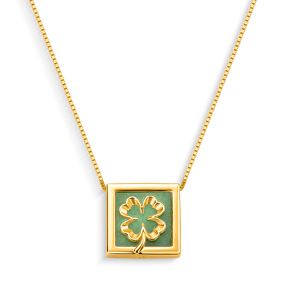 Colar Boa Sorte com Quartzo Verde, semijoia banhada a ouro 18k — Aimer Joias