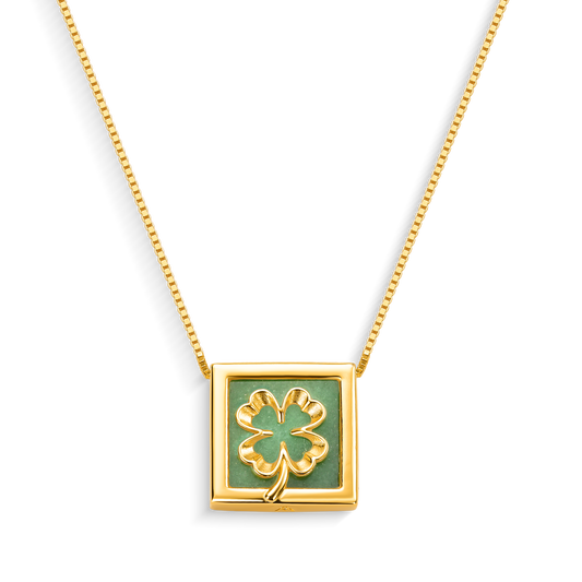 Colar Boa Sorte com Quartzo Verde, semijoia banhada a ouro 18k — Aimer Joias