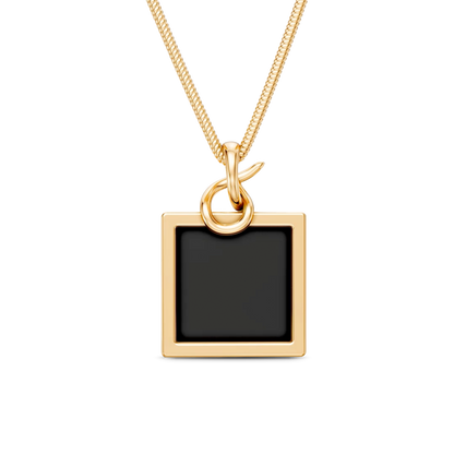 Colar Esboço com Obsidiana Negra, semijoia banhada a ouro 18k — Aimer Joias