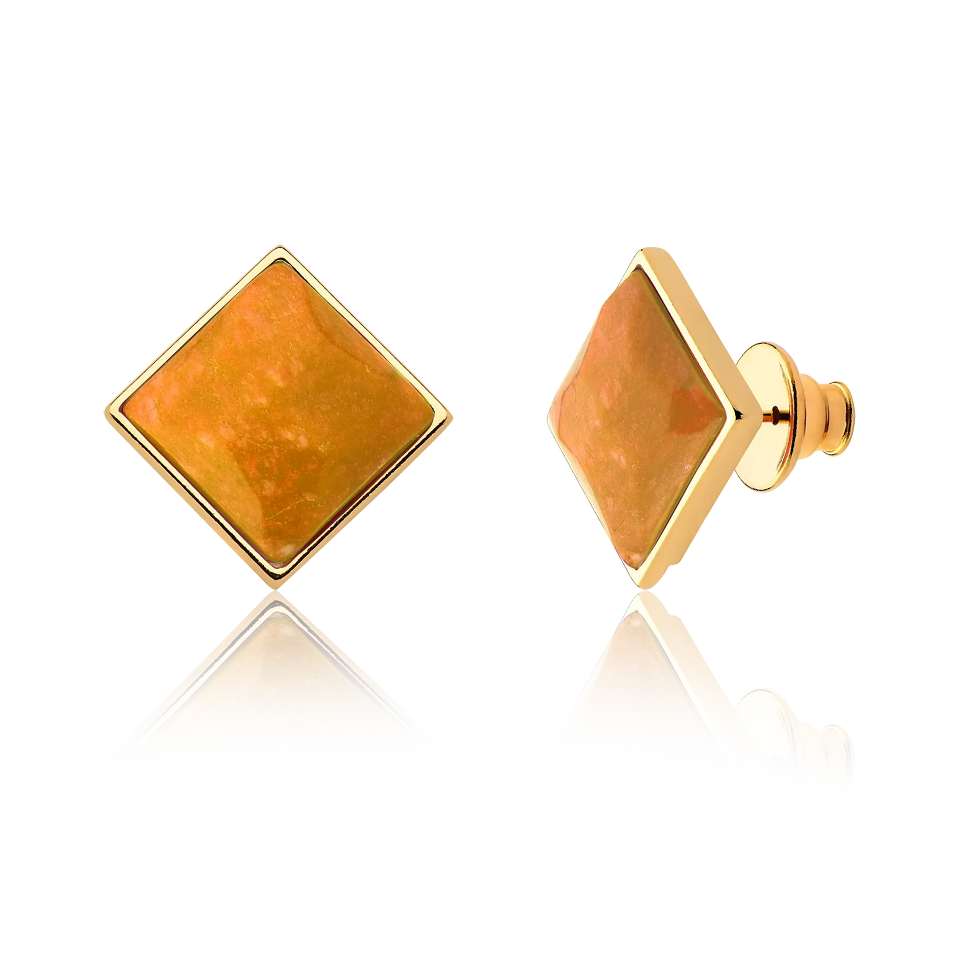 Brinco Lírio - Feldspato Amarelo — Ouro 18K | Aimer Joias | semijoia feminina pedra natural
