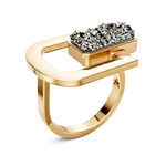 Anel Elos com Drusa Metalizada, banhado a ouro 18k