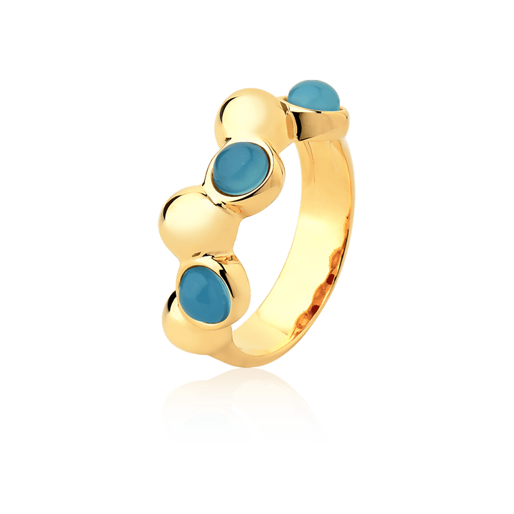 Aliança Ball - Ágata Azul Céu — Ouro 18K | Aimer Joias | semijoia feminina pedra natural